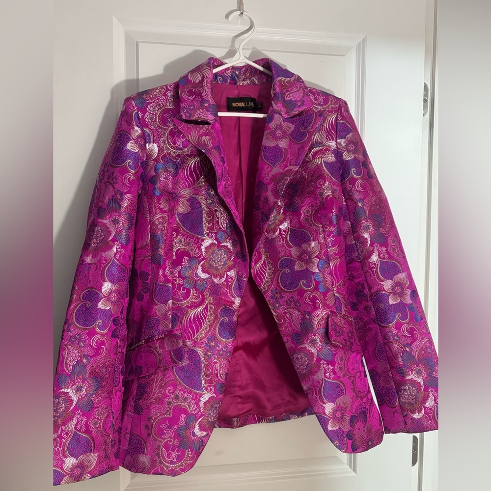 Fashion Nova Vibrant Pink and Purple Floral Blazer